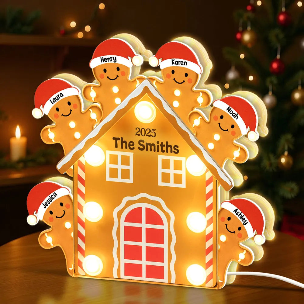 Personalized Gingerbread Family LED Light Decoration - Christmas Home Decor Plaque MagicInPrints