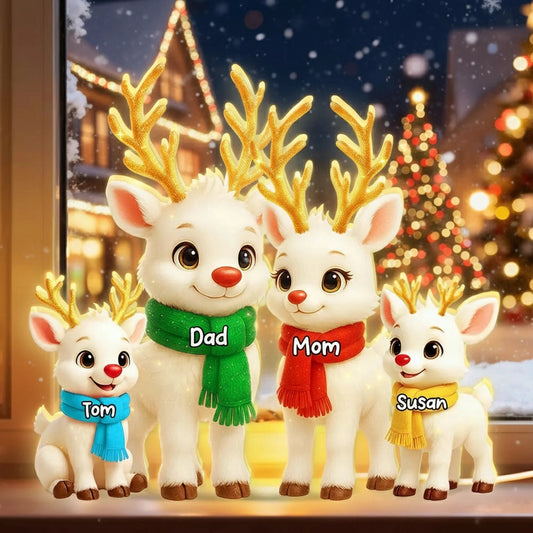 Personalized Reindeer Family Figurines for Christmas - Custom Names Plaque MagicInPrints