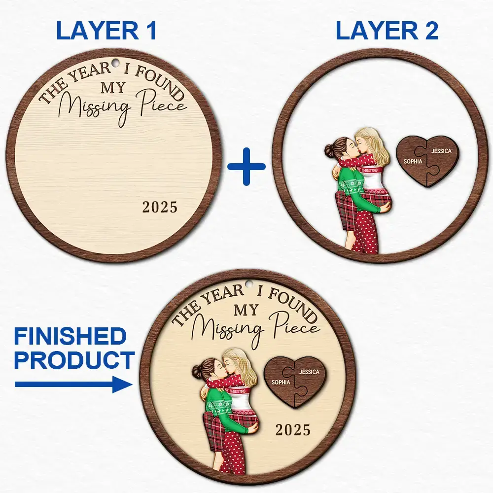 Personalized Couple Ornament for Partners with Puzzle Heart Design - Romantic Keepsake for 2025 Ornament MagicInPrints