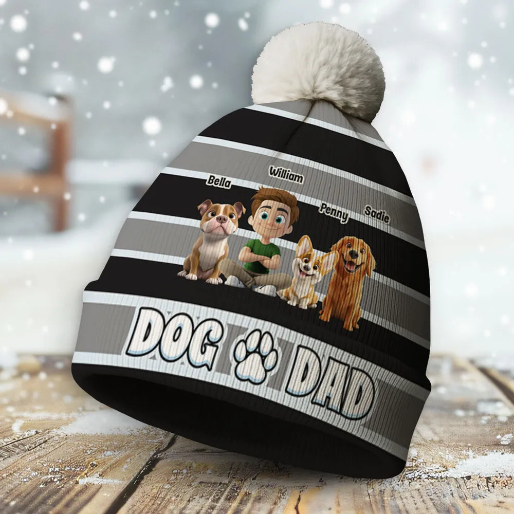 Personalized Dog Dad Beanie for Men with Cartoon Design - Perfect Gift for Pet Lovers Hat MagicInPrints
