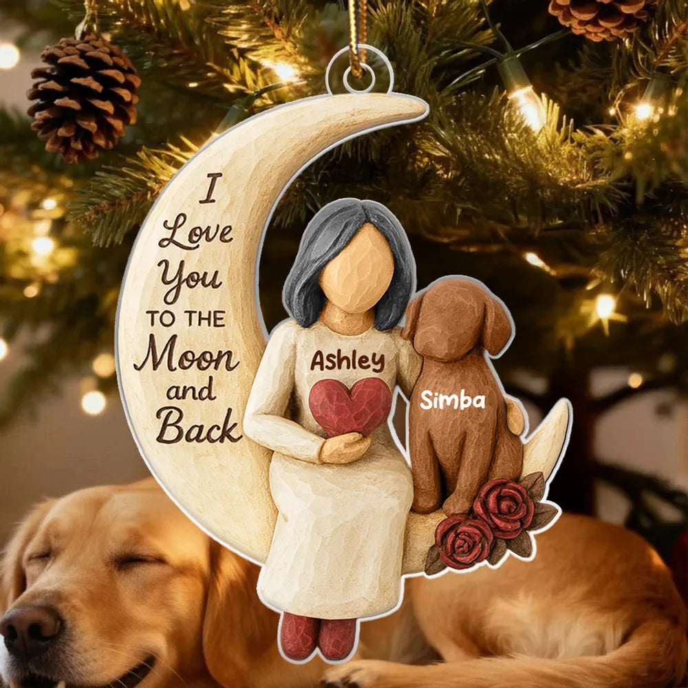 Personalized Moon and Back Ornament for Dog Lovers - Sentimental Gift Ornament MagicInPrints