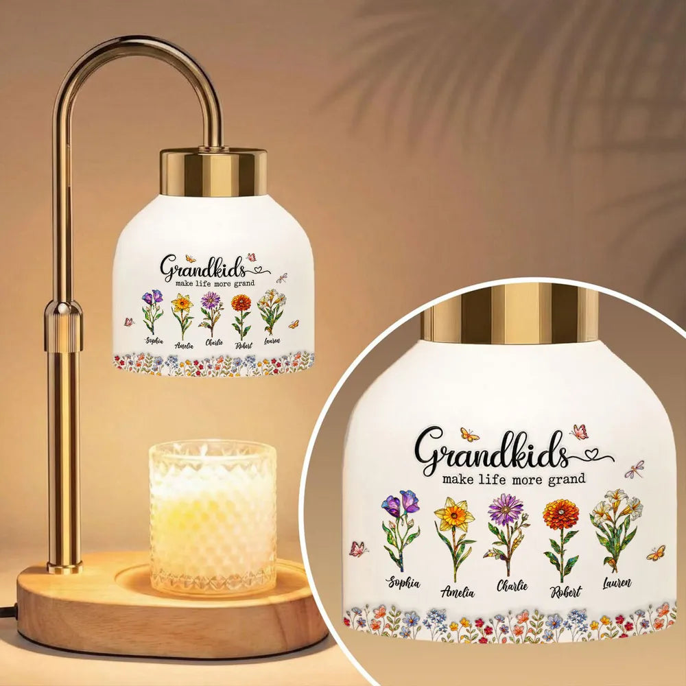 Personalized Grandkids Flower Lamp for Grandparents - Sentimental Gift Lamp MagicInPrints