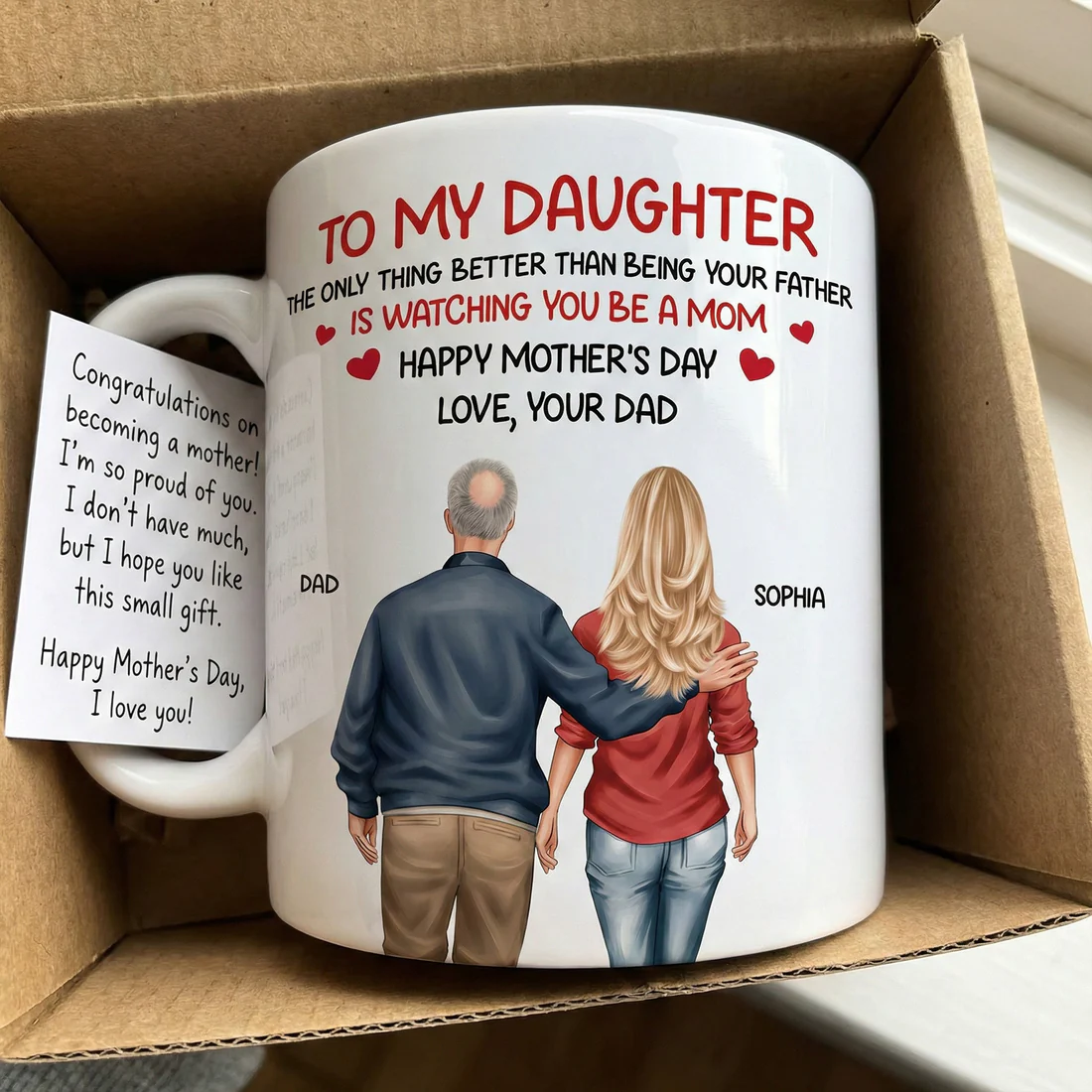 Personalized Mother's Day Mug for Daughter - Heartfelt Message from Dad Cup MagicInPrints