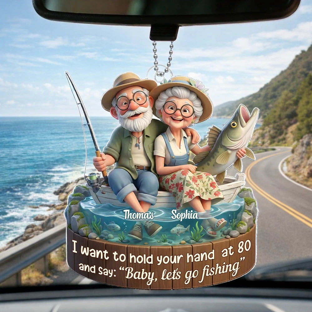 Personalized Fishing Couple Car Ornament for Seniors - Romantic Keepsake Gift Ornament MagicInPrints