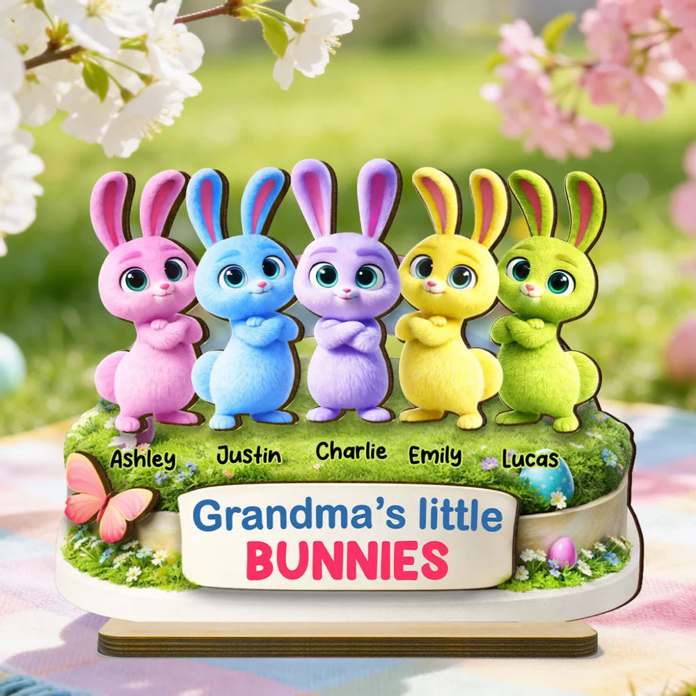Personalized Bunny Family Figurine for Grandma - Easter Gift Plaque MagicInPrints