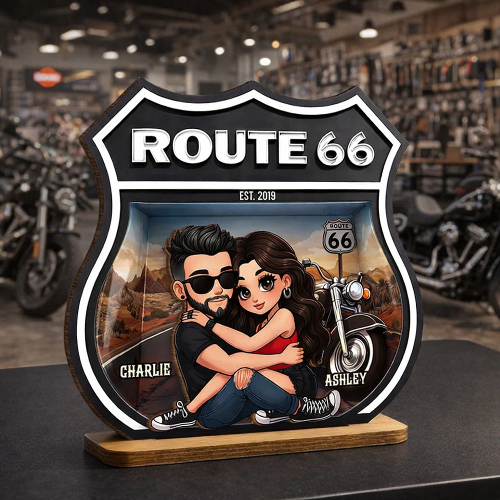 Personalized Route 66 Motorcycle Couple Sign for Bikers - Anniversary Gift Plaque MagicInPrints