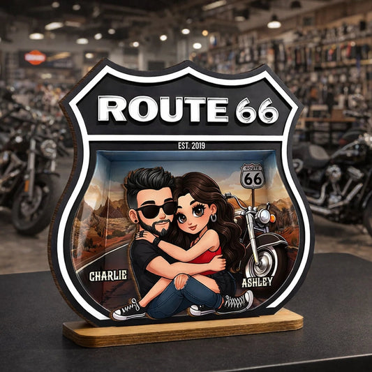 Personalized Route 66 Motorcycle Couple Sign for Bikers - Anniversary Gift Plaque MagicInPrints
