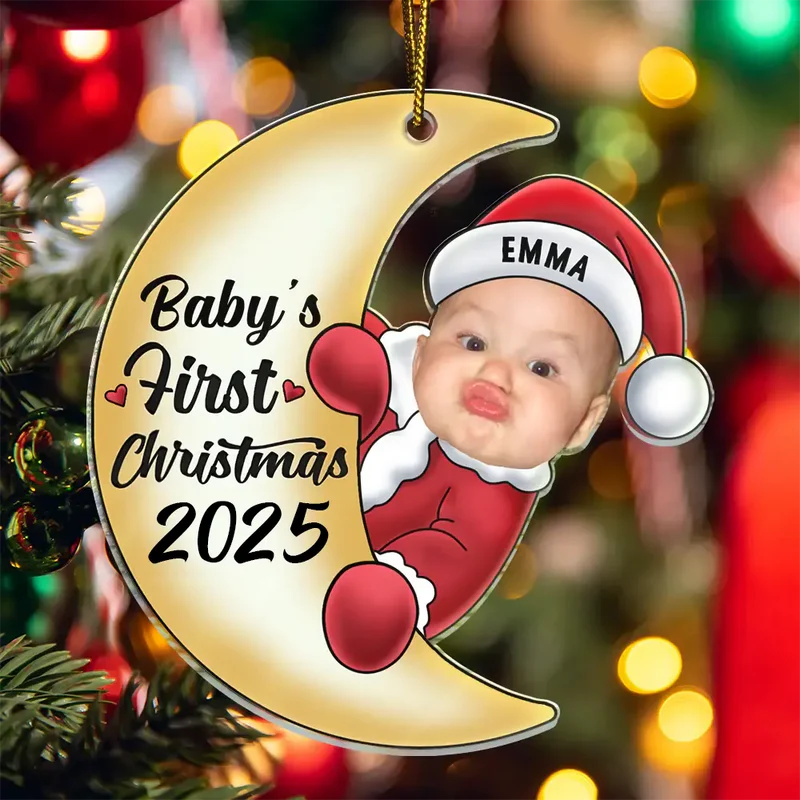 Personalized Baby's First Christmas Ornament 2025 - Custom Photo Keepsake Ornament MagicInPrints