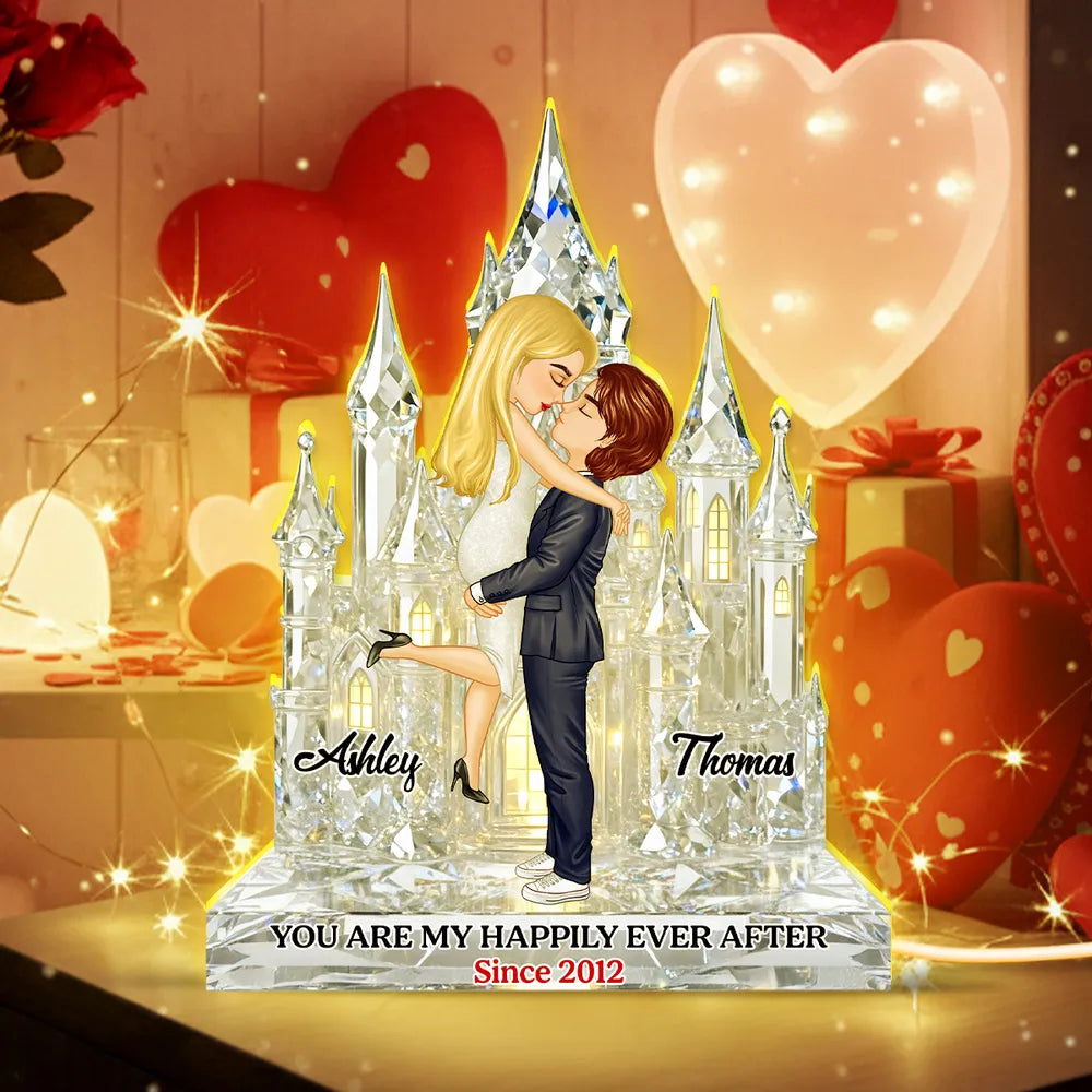Personalized Crystal Castle Couple Figurine for Anniversary - Romantic Keepsake Gift Plaque MagicInPrints