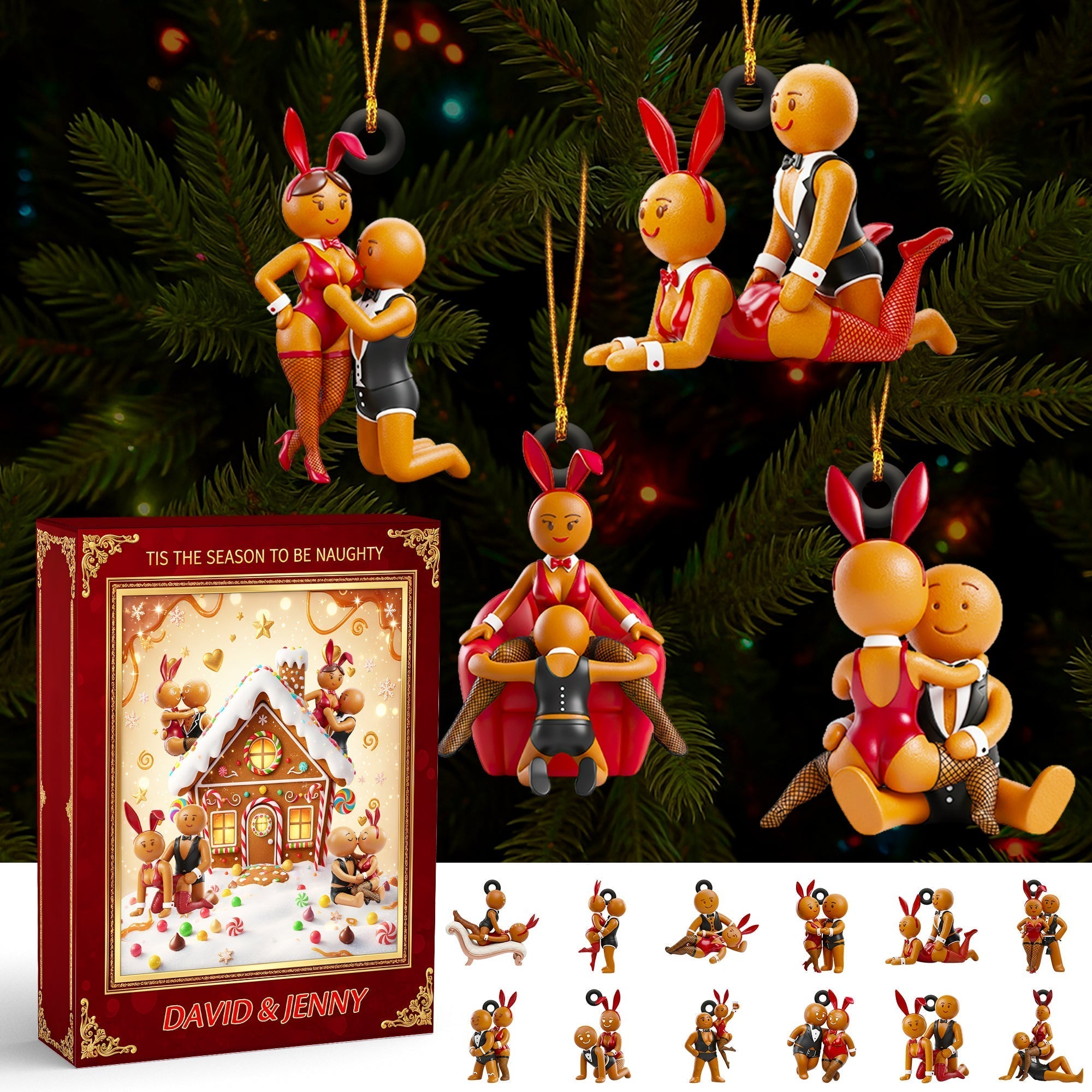 Tis the Season to Be Naughty - Gingerbread Couple Christmas Advent Calendar Blind Box Personalized Gifts Advent Calendar MagicInPrints