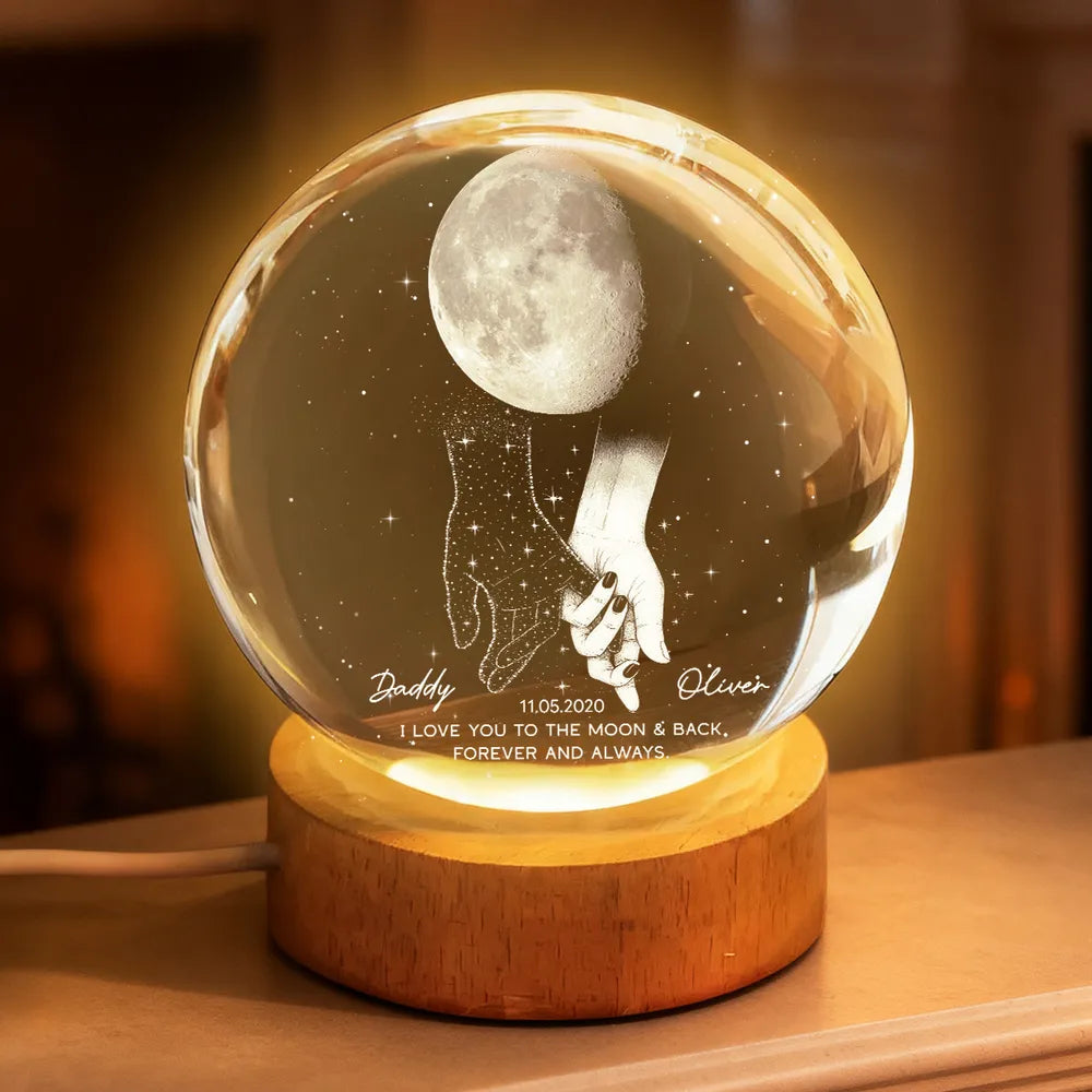 Personalized LED Moon Lamp for Dad and Child - Sentimental Gift Lamp MagicInPrints