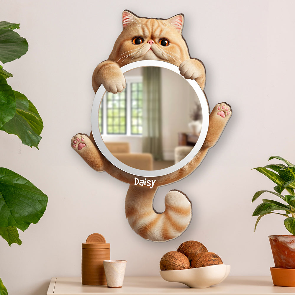 “Purr-fect Reflections” - Cute Cat Mirror - Personalized Gift for Cat Lovers Mirror MagicInPrints