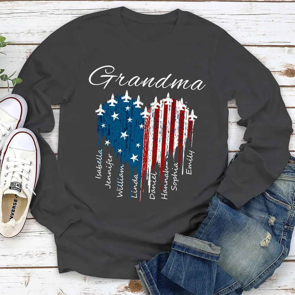 Personalized Grandma T-Shirt for Family - Patriotic Heart Design Cloth MagicInPrints