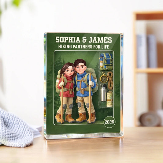 Personalized Hiking Partner Acrylic Block for Couples - Adventure Keepsake Gift Plaque MagicInPrints