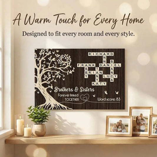 Personalized Wooden Wall Art for Family - Custom Name Crossword Design Poster or Canvas MagicInPrints