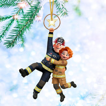 Load image into Gallery viewer, &quot;Together in Courage&quot; - Firefighter Couple Hanging Ornament - Personalized Gifts for Couples Ornament MagicInPrints
