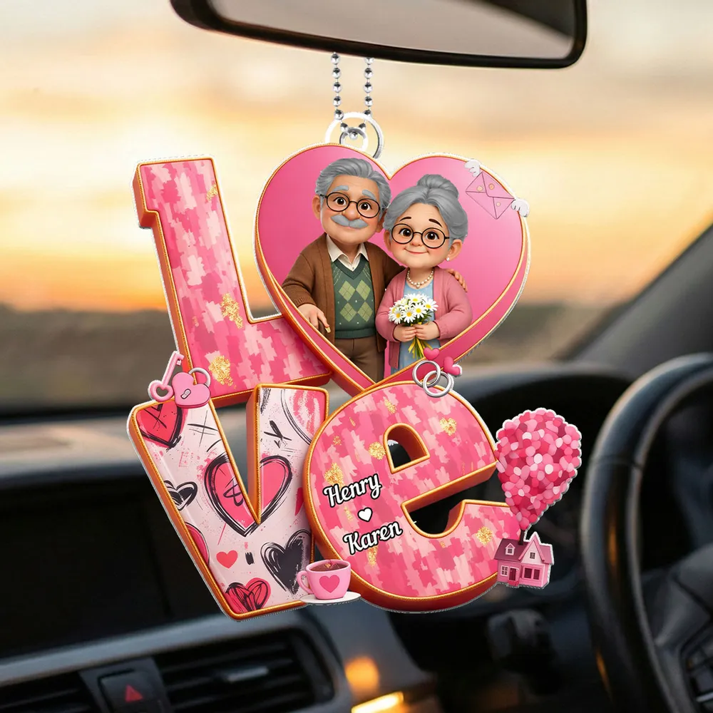 Personalized Love Car Ornament for Couples - Anniversary Gift Car Hanger MagicInPrints
