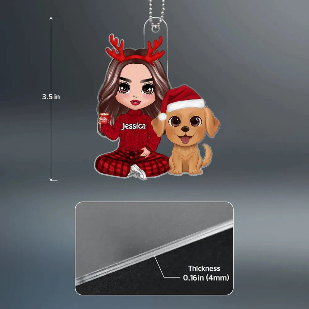 Personalized Christmas Ornament for Pet Lovers - Custom Name with Cute Dog and Girl Design Ornament MagicInPrints