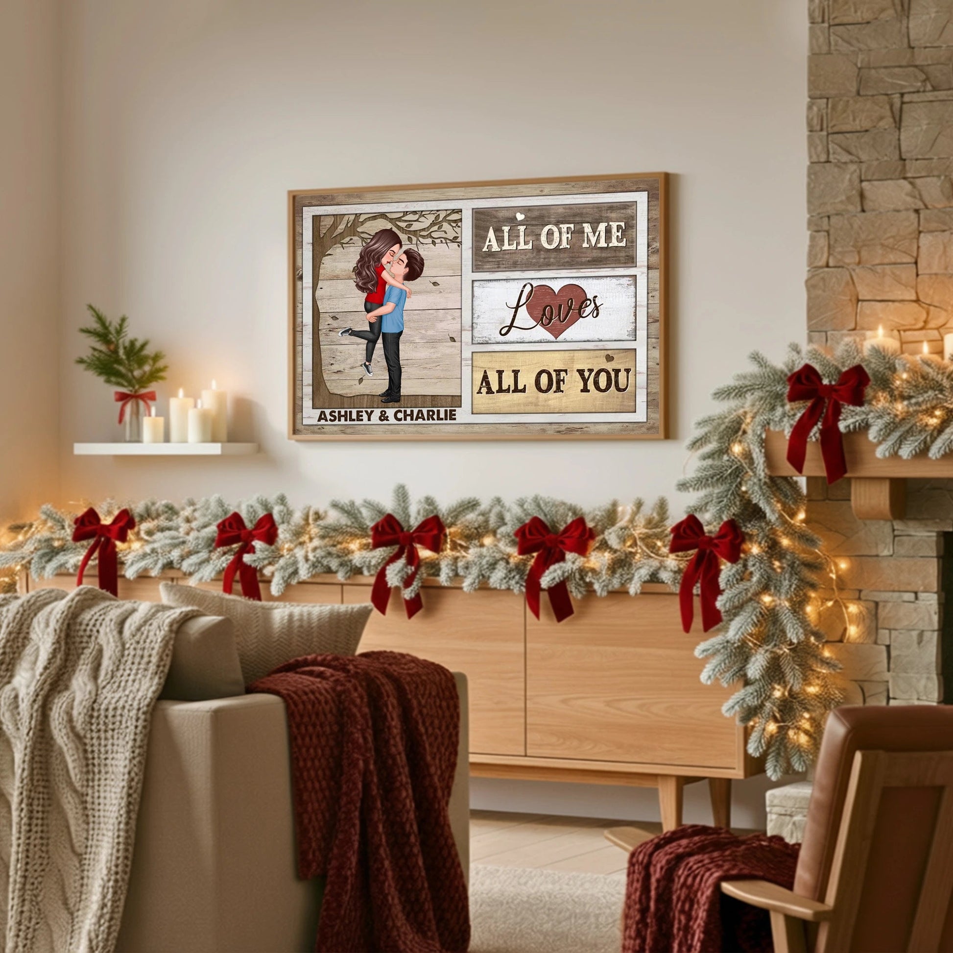 Personalized Romantic Canvas Print for Couples with Custom Names - Anniversary or Wedding Gift Other MagicInPrints