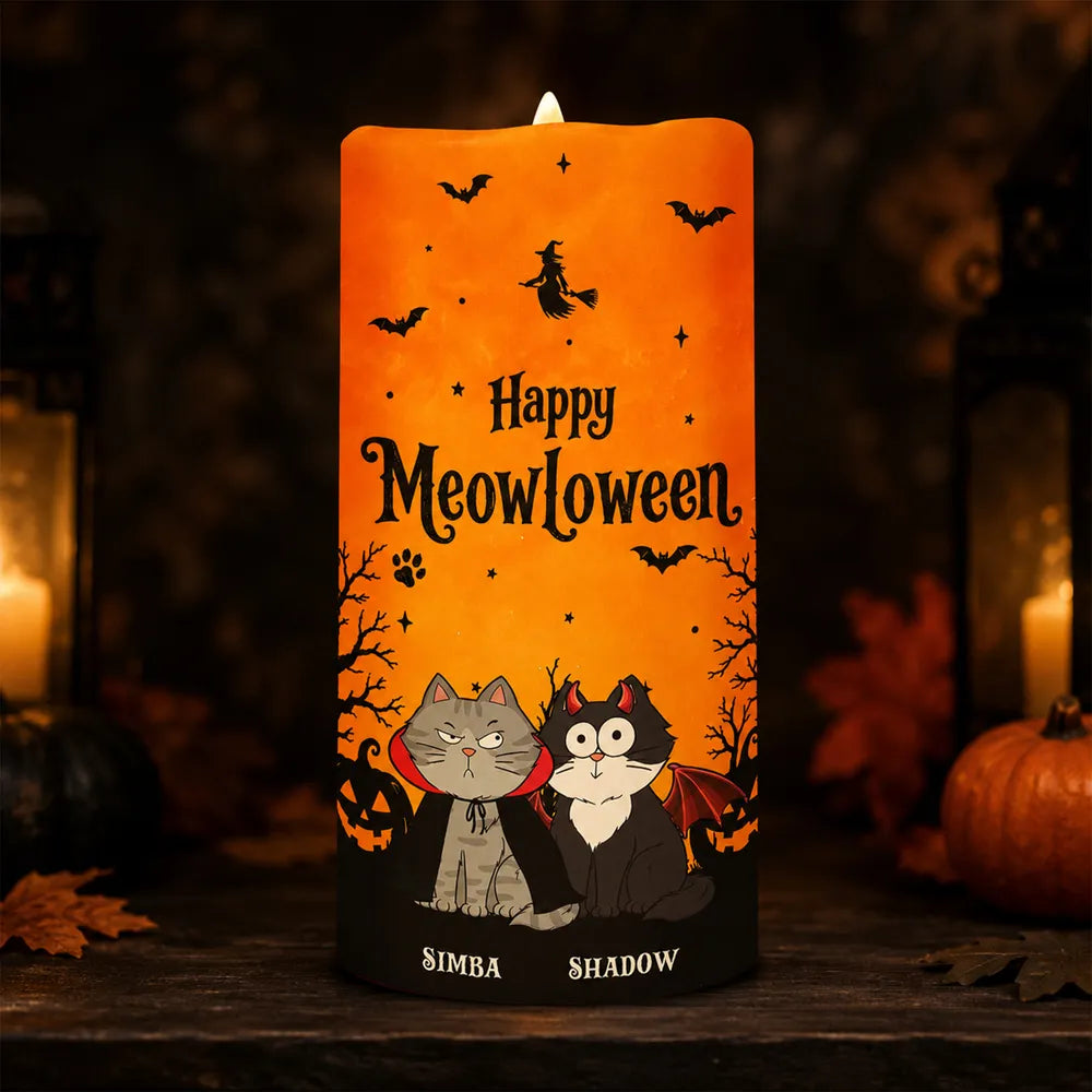Personalized Flameless LED Candle Custom Cat Art Gift for Cat Mom