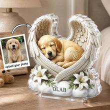 Load image into Gallery viewer, Personalized Acrylic Block Plaque Sleeping Dog Angel Wings Pet Memorial Gift
