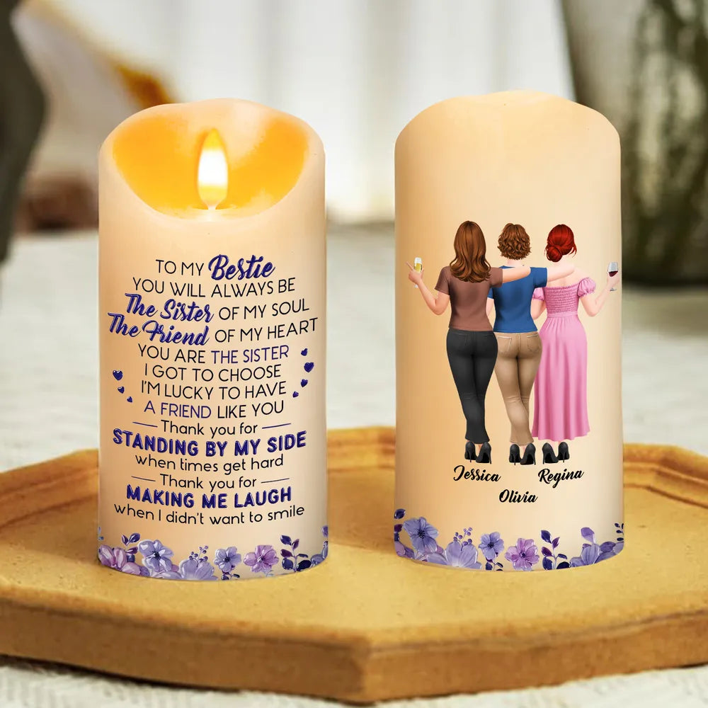 Personalized Flameless LED Candle with Soul Sister Quote Gift for Friend