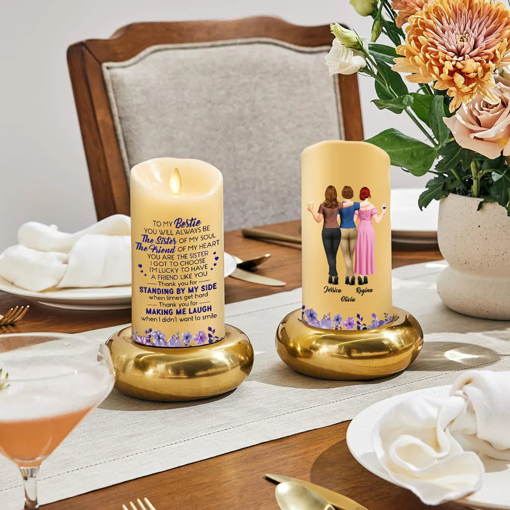 Personalized Flameless LED Candle with Soul Sister Quote Gift for Friend