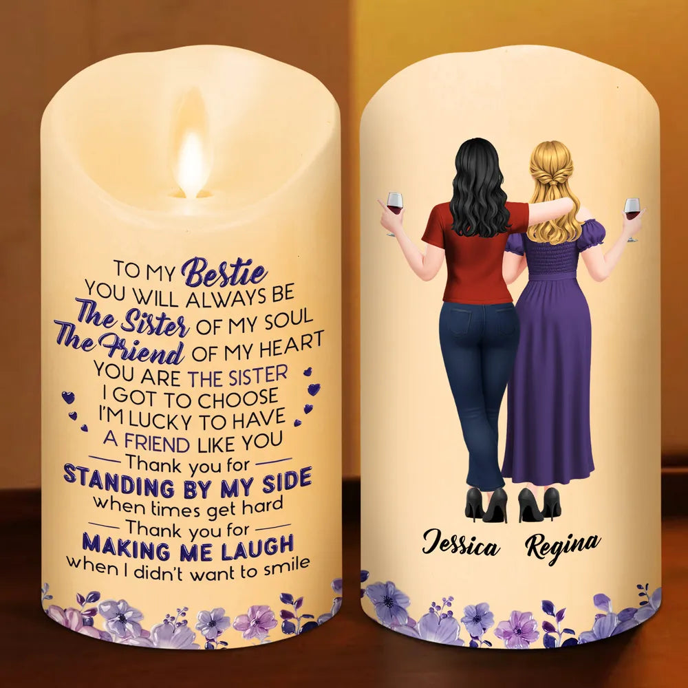 Personalized Flameless LED Candle with Soul Sister Quote Gift for Friend