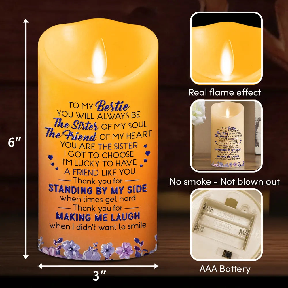 Personalized Flameless LED Candle with Soul Sister Quote Gift for Friend