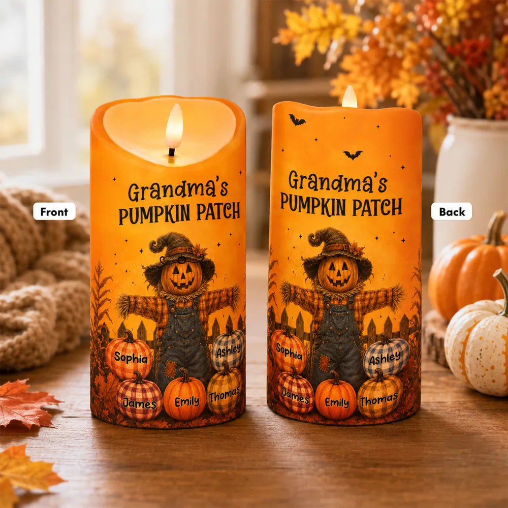 Personalized Flameless LED Candle Autumn Decor Gift for Grandma
