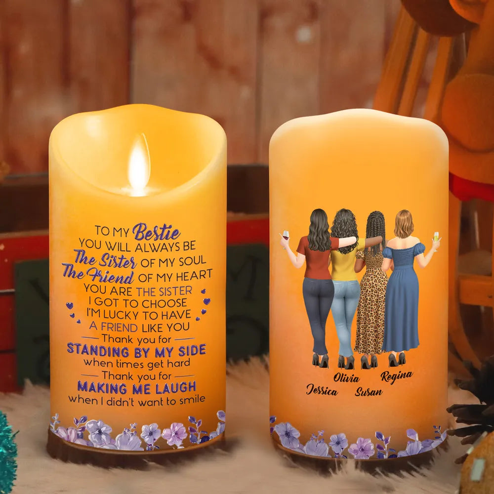 Personalized Flameless LED Candle with Soul Sister Quote Gift for Friend