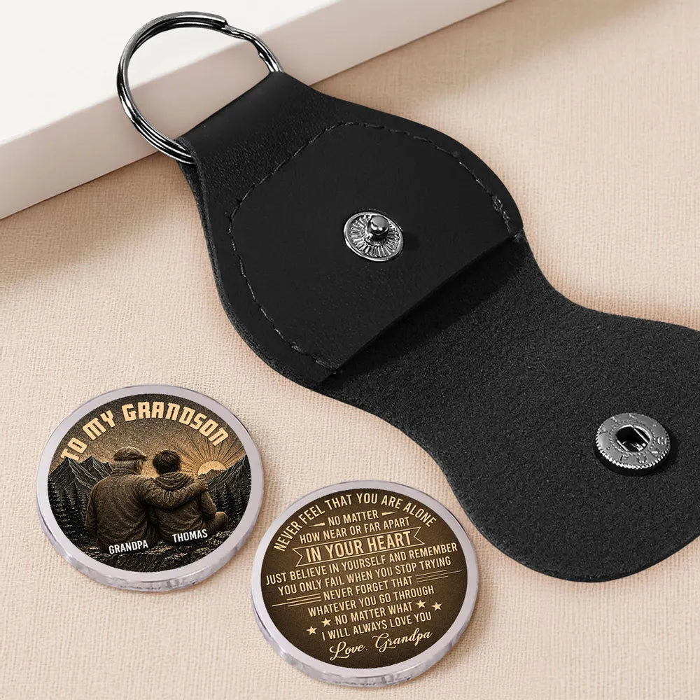 Personalized Pocket Hug Keychain for Grandpa, Heartwarming Gift for Grandson