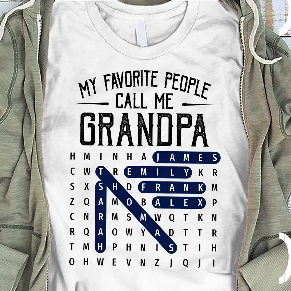 Personalized Word Search Classic Tee Gift for Grandpa