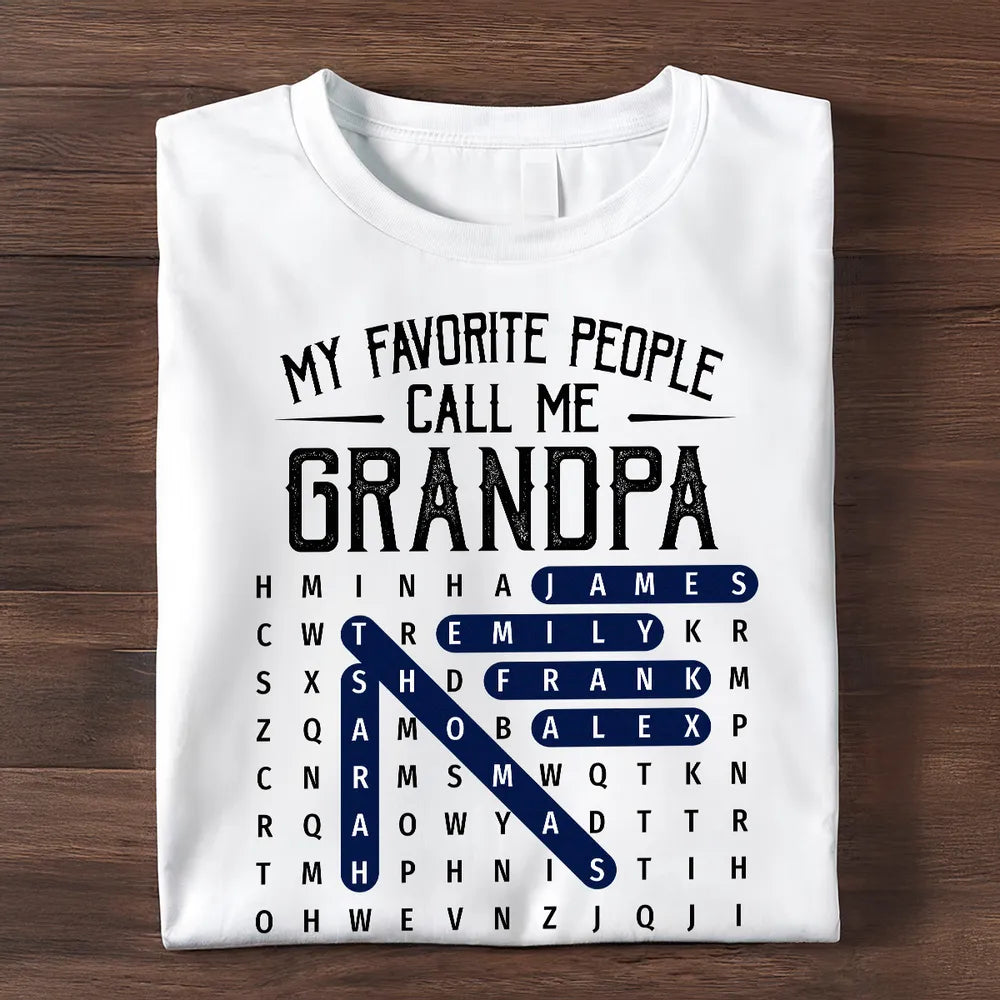 Personalized Word Search Classic Tee Gift for Grandpa