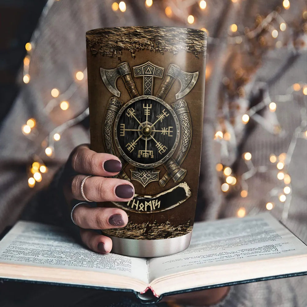 Personalized Insulated Travel Tumbler Viking Axes Gift for Coffee Lovers