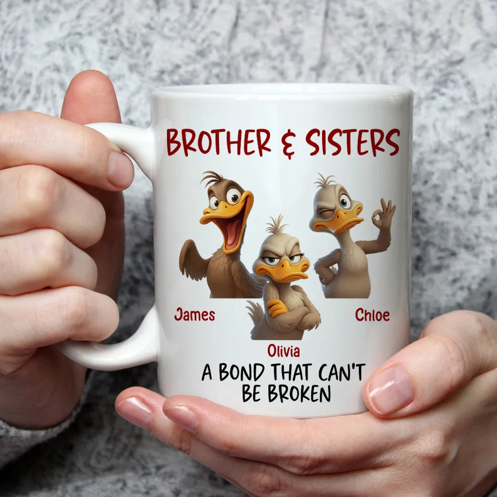 Personalized White Ceramic Mug for Siblings Custom Gift