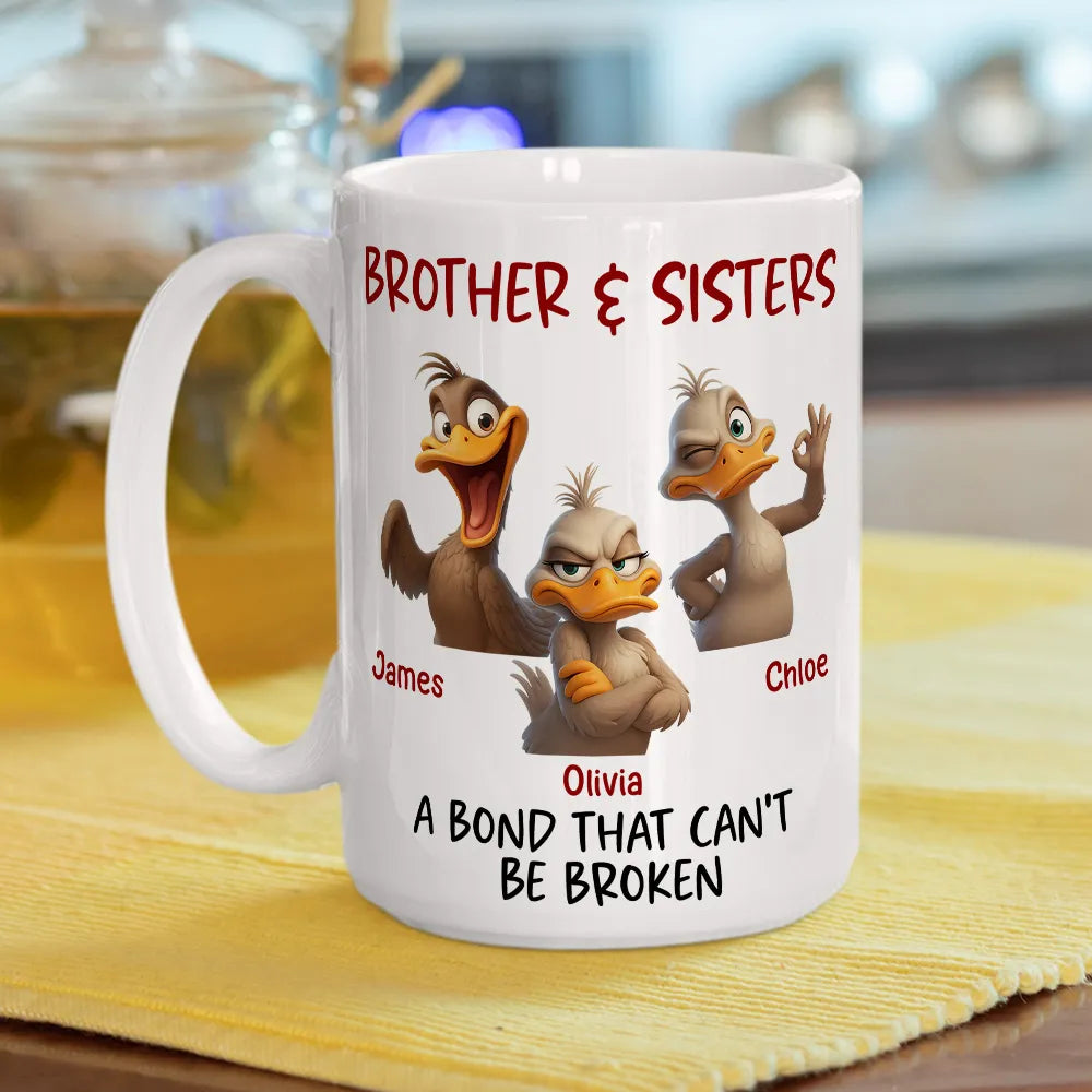 Personalized White Ceramic Mug for Siblings Custom Gift