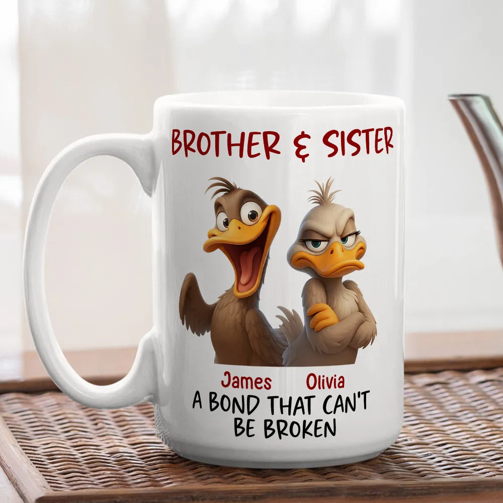 Personalized White Ceramic Mug for Siblings Custom Gift