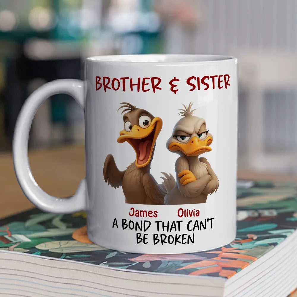 Personalized White Ceramic Mug for Siblings Custom Gift