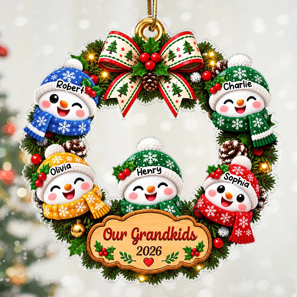 Personalized Acrylic Christmas Ornament Cute Snowman Gift for Grandparents