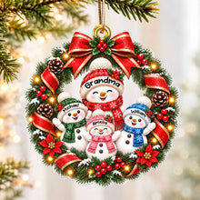 Load image into Gallery viewer, Personalized Acrylic Ornament Snowman Wreath Gift for Grandma
