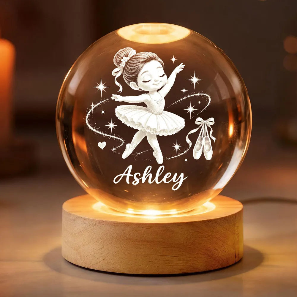 Personalized Ballerina Globe Lamp Custom Name Gift for Daughter