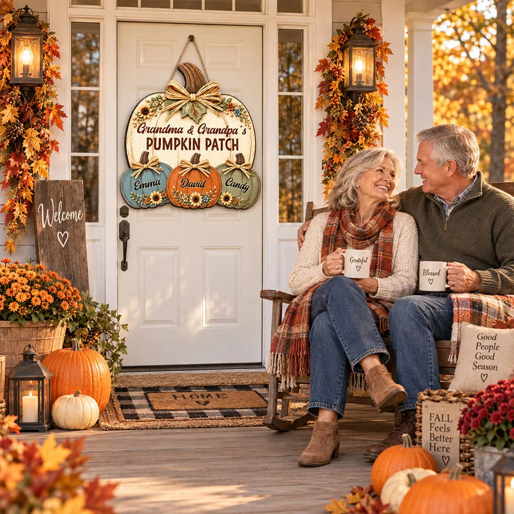 Personalized Wooden Sign for Grandparents' Pumpkin Patch Gift