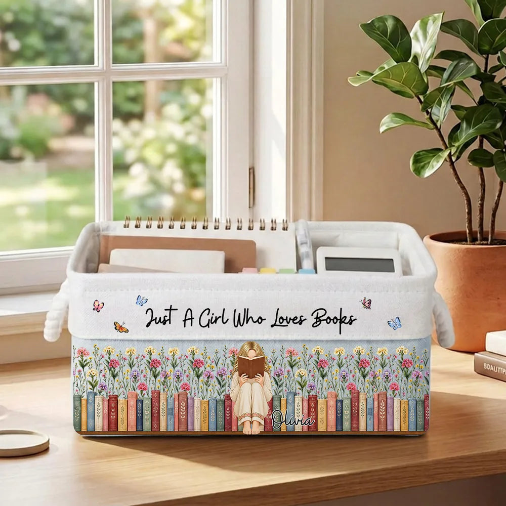 Personalized Cotton Linen Rope Basket Custom Gift for Book Lovers