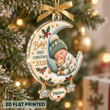 Load image into Gallery viewer, Personalized Acrylic Ornament Sleeping Baby Moon Gift for New Parents
