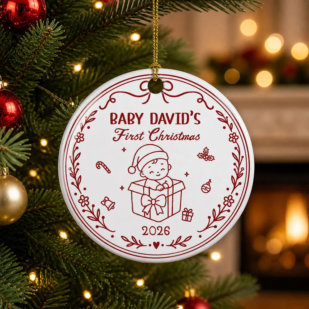 Personalized First Christmas Ornament Custom Name Baby Gift for New Parents