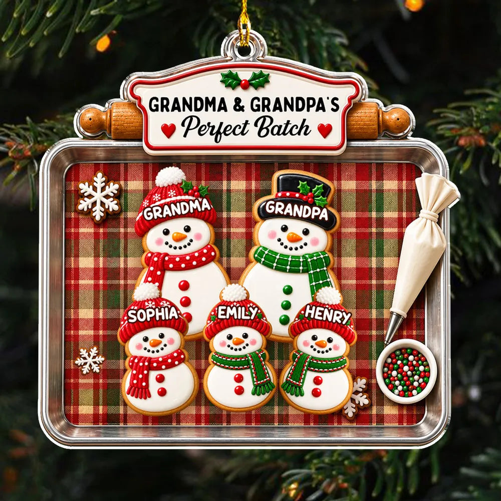 Personalized Acrylic Snowman Cookie Ornament Gift for Grandparents