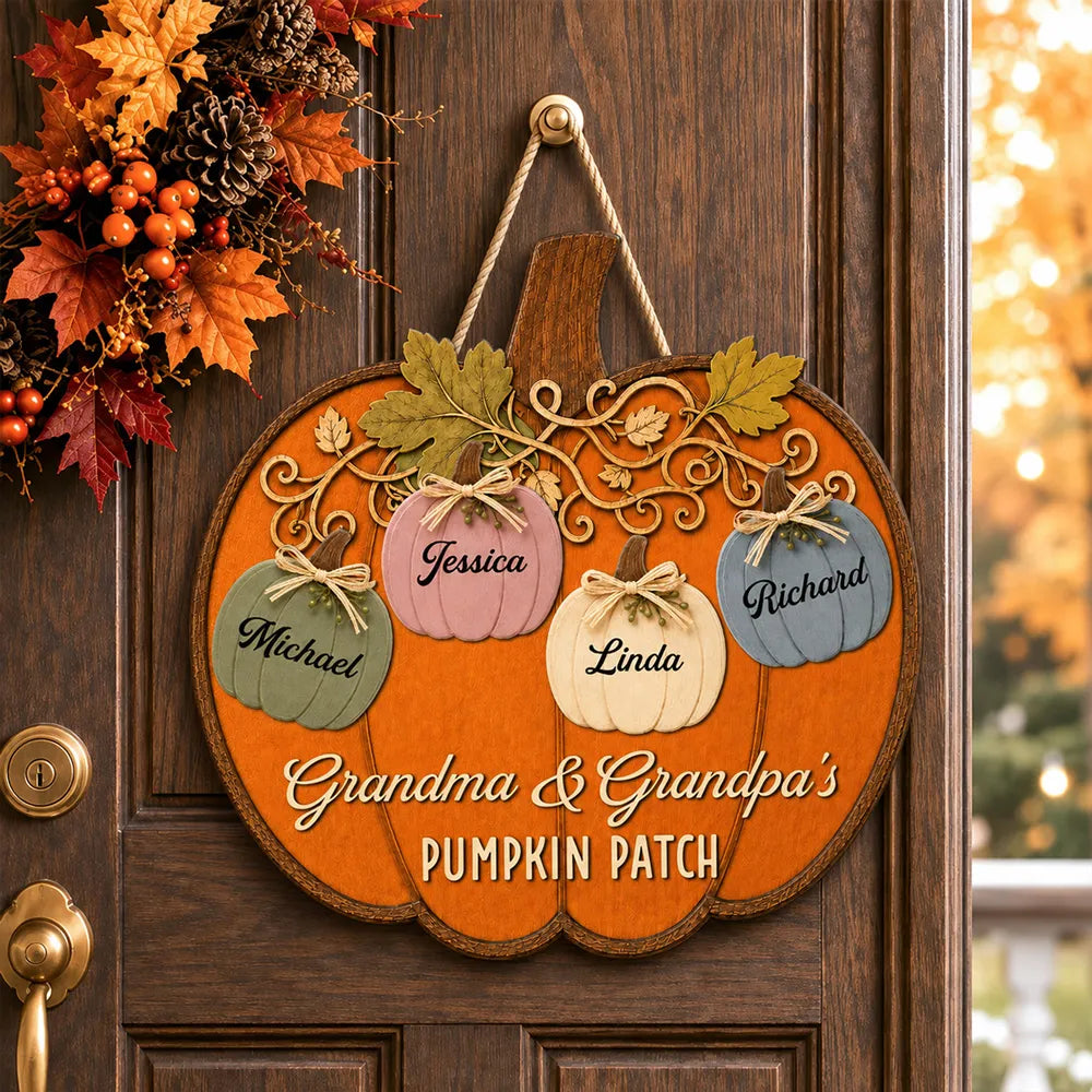Personalized Wooden Sign for Grandma & Grandpa's Pumpkin Patch Gift