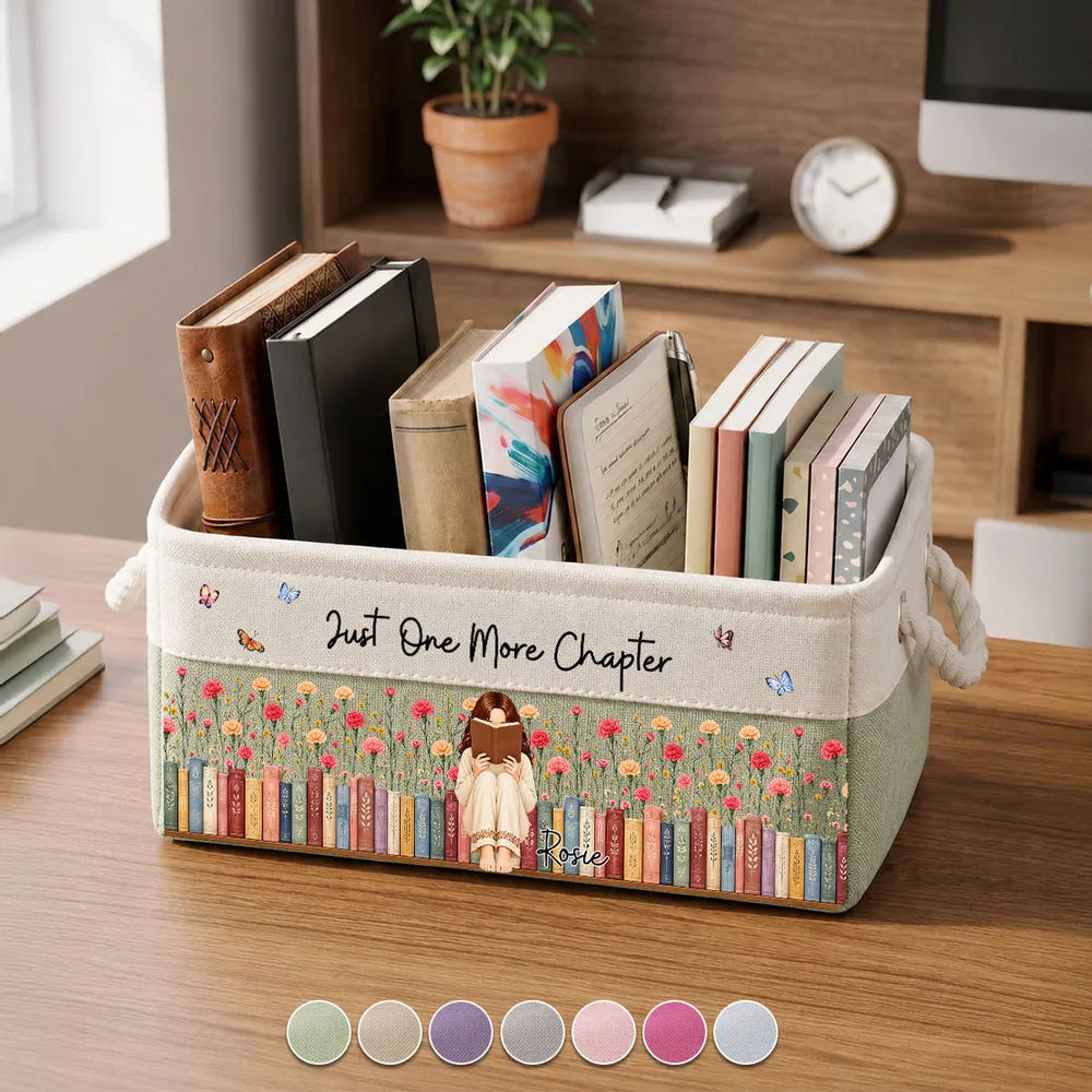 Personalized Cotton Linen Rope Basket Custom Gift for Book Lovers