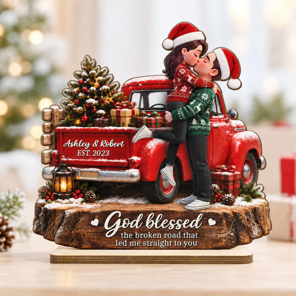 Personalized 2-Layer Wooden Plaque Kissing Couple Gift for Couples Christmas